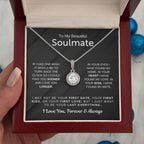 To My Beautiful Soulmate Necklace - Soulmate Gift for Her for Christmas & Everyday Love - Eternal Hope Necklace