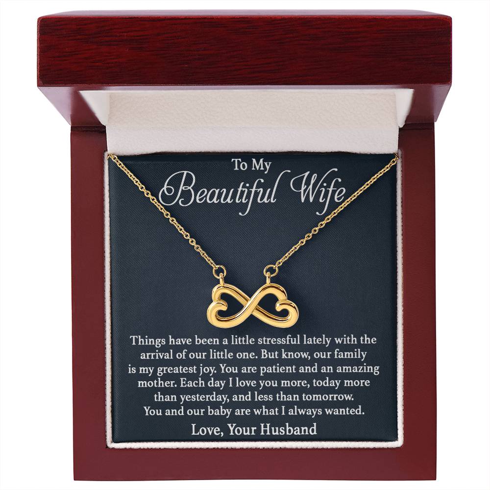 To My Beautiful Wife Necklace - Sweet Emotional Gift for Wife from Husband on Birthday, Anniversary & Valentine’s Day - Endless Love Necklace