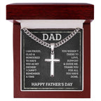 Dad - I'm proud - Artisan Cross with Cuban Link Chain - Father's Day Gift