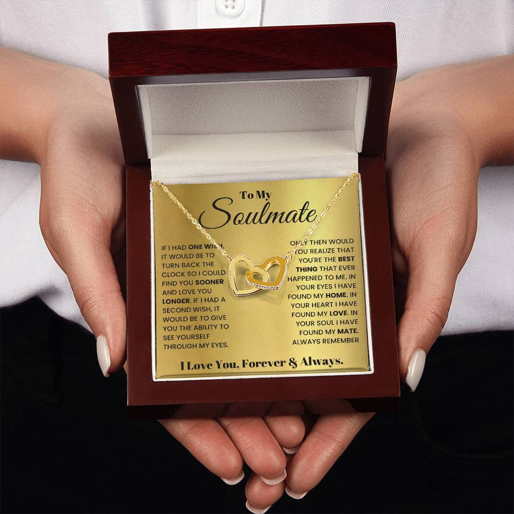 To My Soulmate Necklace - Romantic Gift for Special Occasions & Just Because Love - Interlocking Hearts Necklace