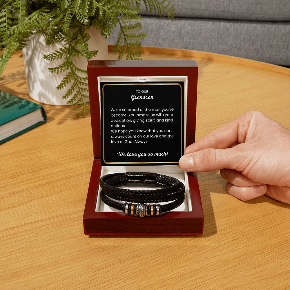 To Our Grandson – Holiday, Birthday, Graduation Gift – Love You Forever Bracelet