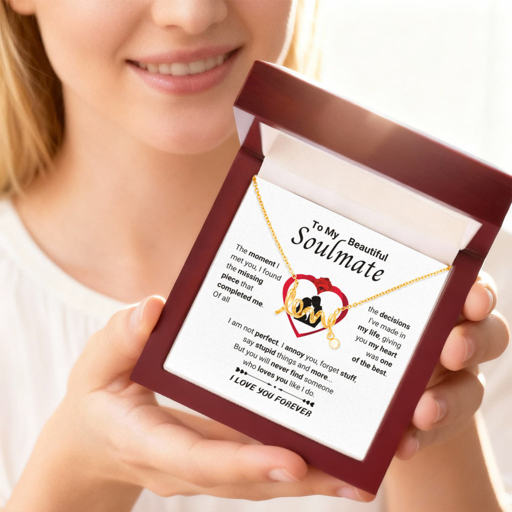 To My Beautiful Soulmate Necklace - Romantic Necklace for Surprising The Soulmate in Your Life - Scripted Love Necklace