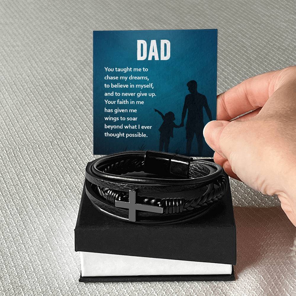 Gift for Dad - You taught Me To Chase My Dreams - Men's Cross Bracelet