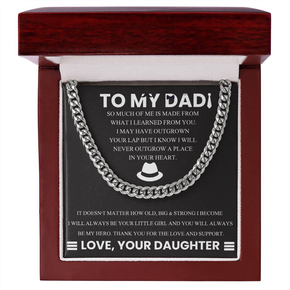 Gift for Dad from Daughter - Place in your heart - Cuban Link Chain