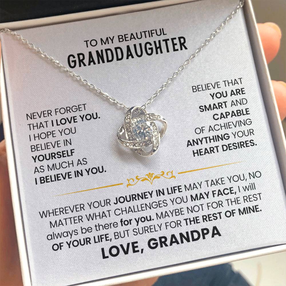 To My Granddaughter Necklace – Christmas Gift for Granddaughter’s Graduation from Grandpa – Love Knot Necklace