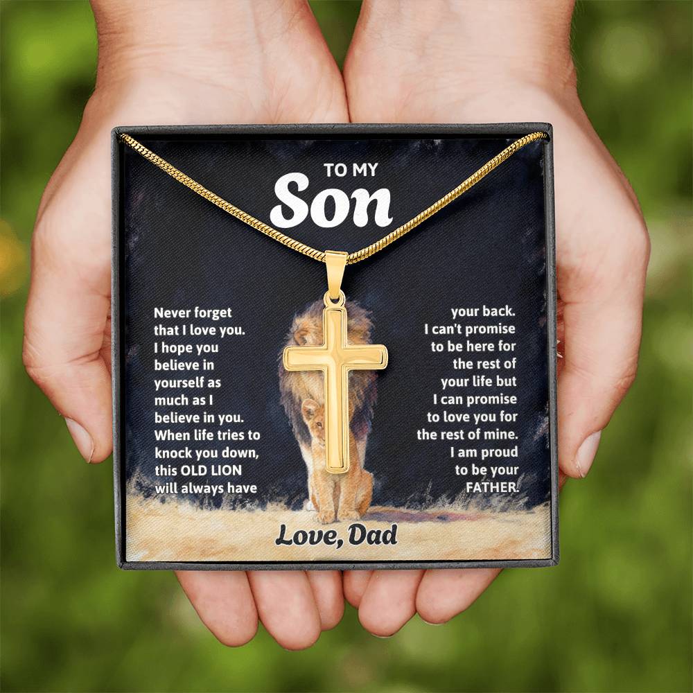 To My Son Necklace - Gift for Son from Dad - Never forget that I love you - Artisan Cross Necklace