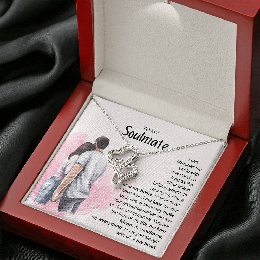To My Soulmate Necklace - Long Distance Soulmate Gift for Valentine’s Day & Special Days - Heart-to-heart Pendant Necklace