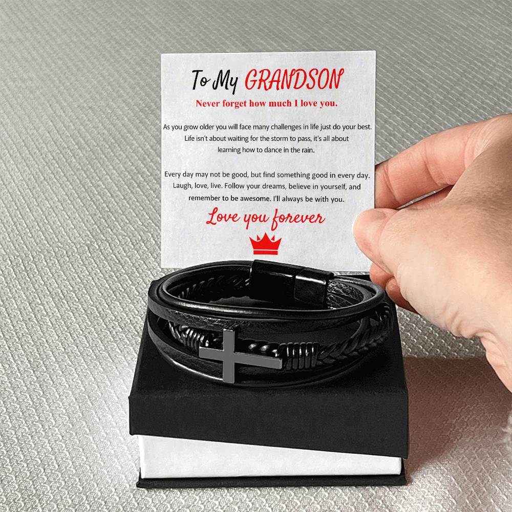 Holiday Gift for Grandson – Graduation, Birthday – Men’s Cross Bracelet