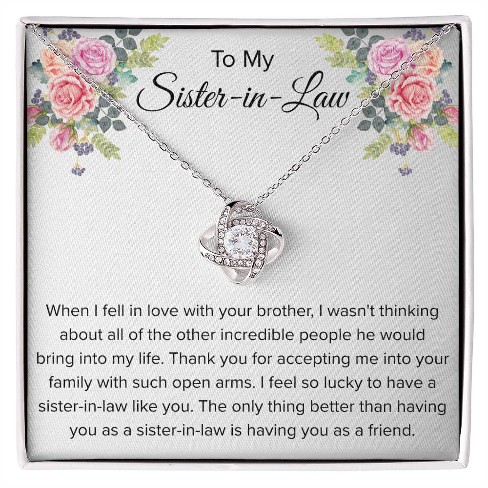 To My Sister In Law Necklace - Gift for Bonus Sister - Love Knot Necklace