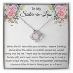To My Sister In Law Necklace - Gift for Bonus Sister - Love Knot Necklace