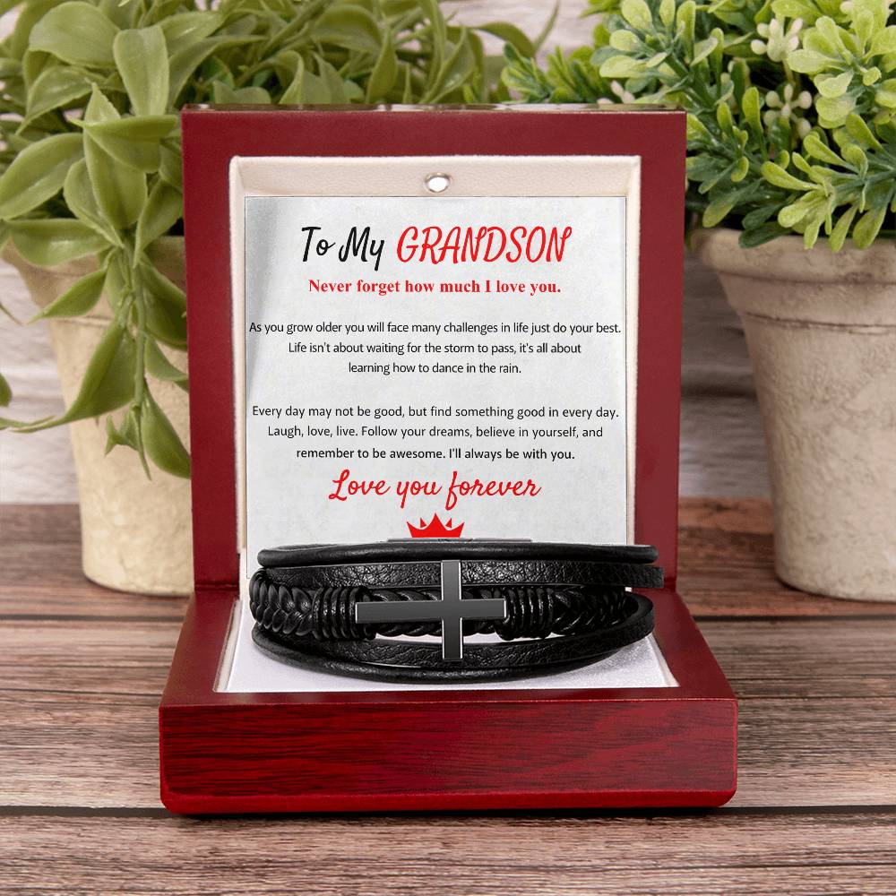 Holiday Gift for Grandson – Graduation, Birthday – Men’s Cross Bracelet