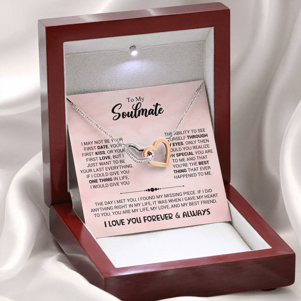 To My Soulmate Necklace - Unique Soulmate Gift for Her for Birthdays & Surprise Moments - Interlocking Hearts Necklace