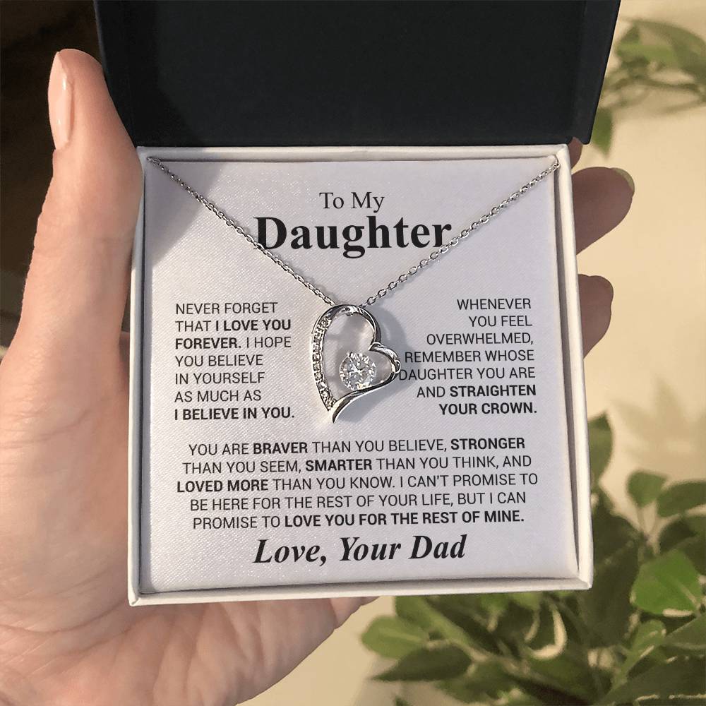 To My Daughter Necklace - Holiday Gift for Daughter from Dad - Forever Love Necklace