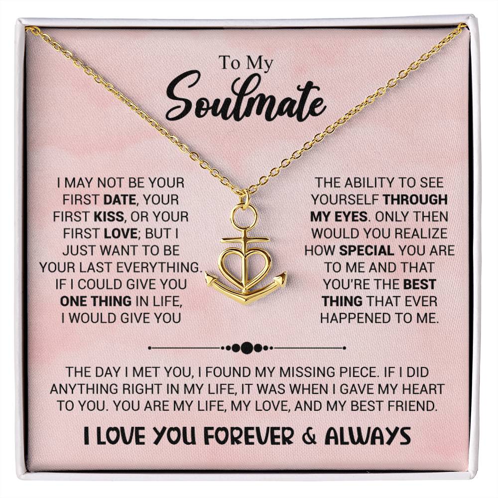 To My Soulmate Necklace - Romantic Jewelry Gift for Her for Christmas & Special Dates - Anchor Pendant Necklace
