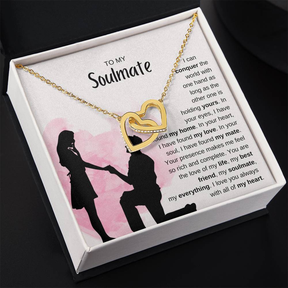To My Soulmate Necklace - Soulmate Jewelry for Valentine’s Day & Gifts for Her - Interlocking Hearts Necklace