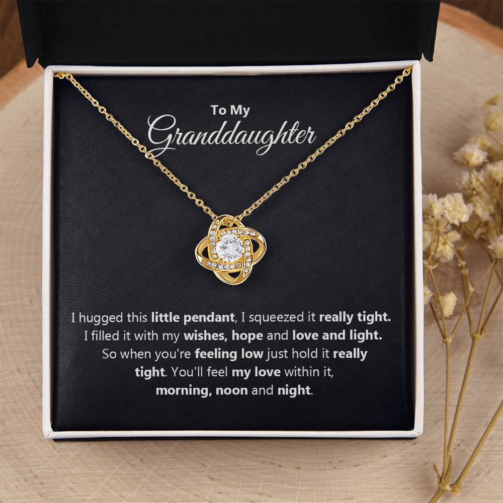 To My Granddaughter Necklace – Granddaughter Jewelry for Birthday & School Achievements – Love Knot Necklace