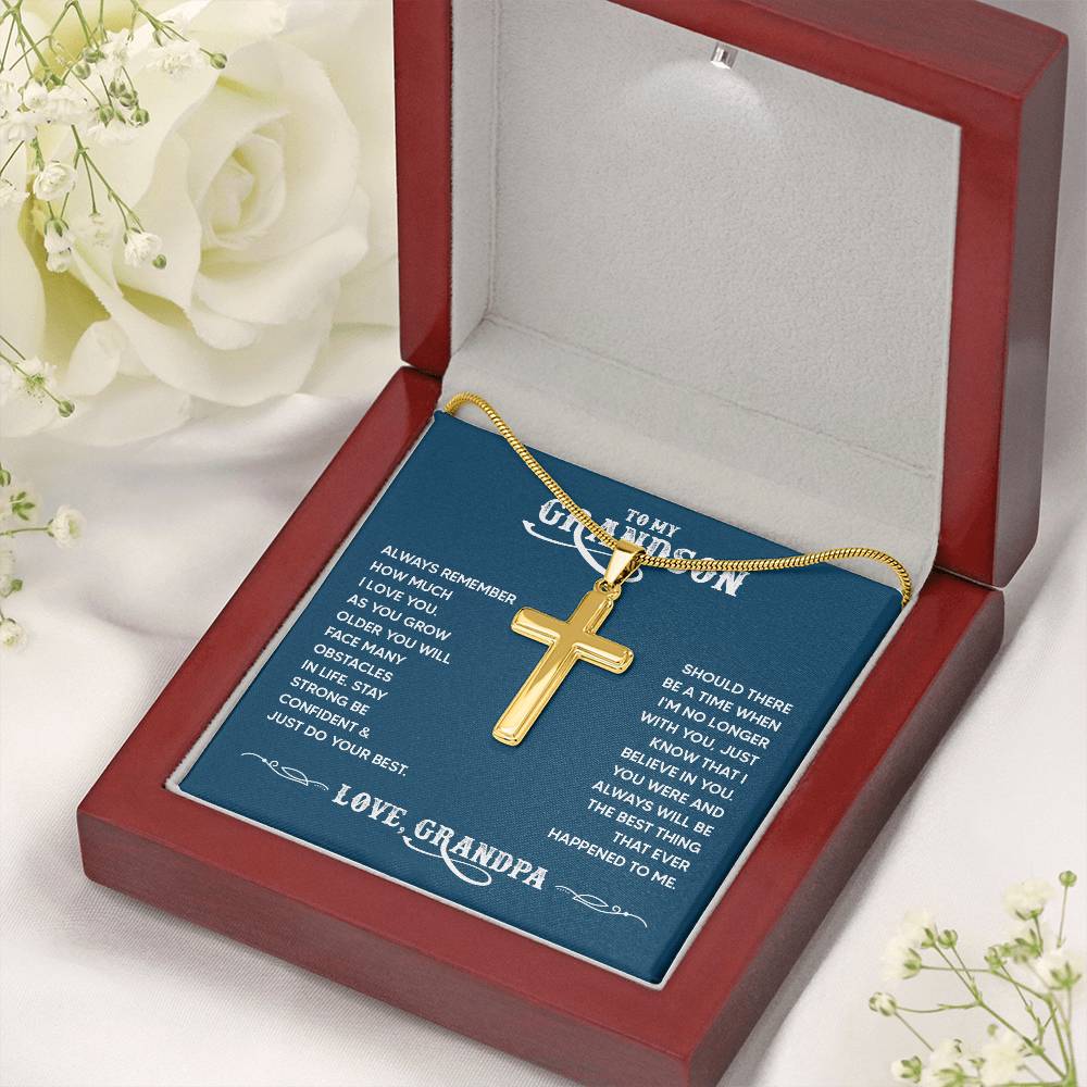 To My Grandson - Always remember how much I love you - Artisan Cross Necklace from Grandpa
