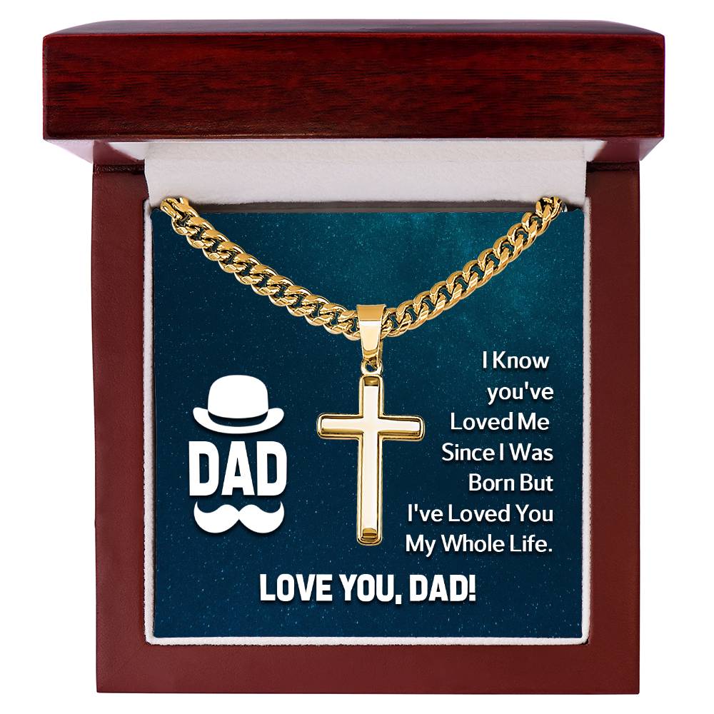 Dad - I know Artisan Cross with Cuban Link Chain Gift for Dad