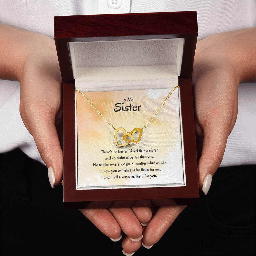 Gift for Sister - There's no better friend than a sister - Interlocking Hearts Necklace