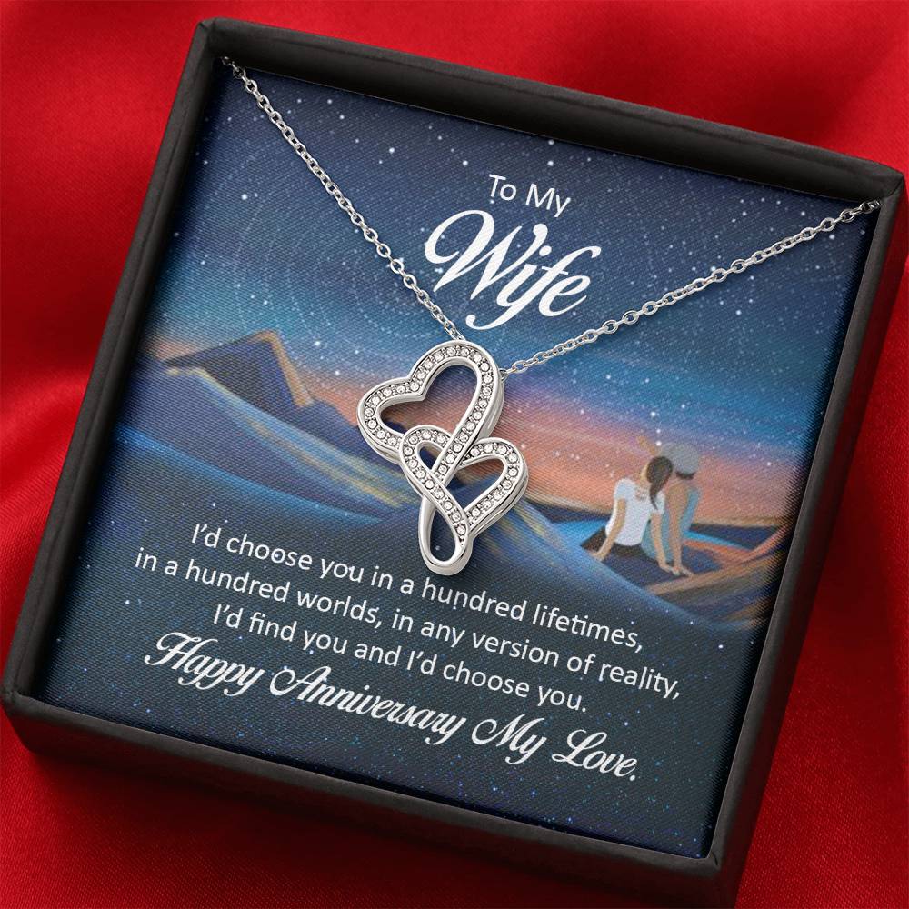 Anniversary Gift for Wife from Husband - Sweet Romantic Jewelry for Valentine’s Day - Heart-to-heart Pendant Necklace