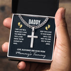 Daddy - I May Just Be A Bump - Artisan Cross with Cuban Link Chain Gift for Dad To Be