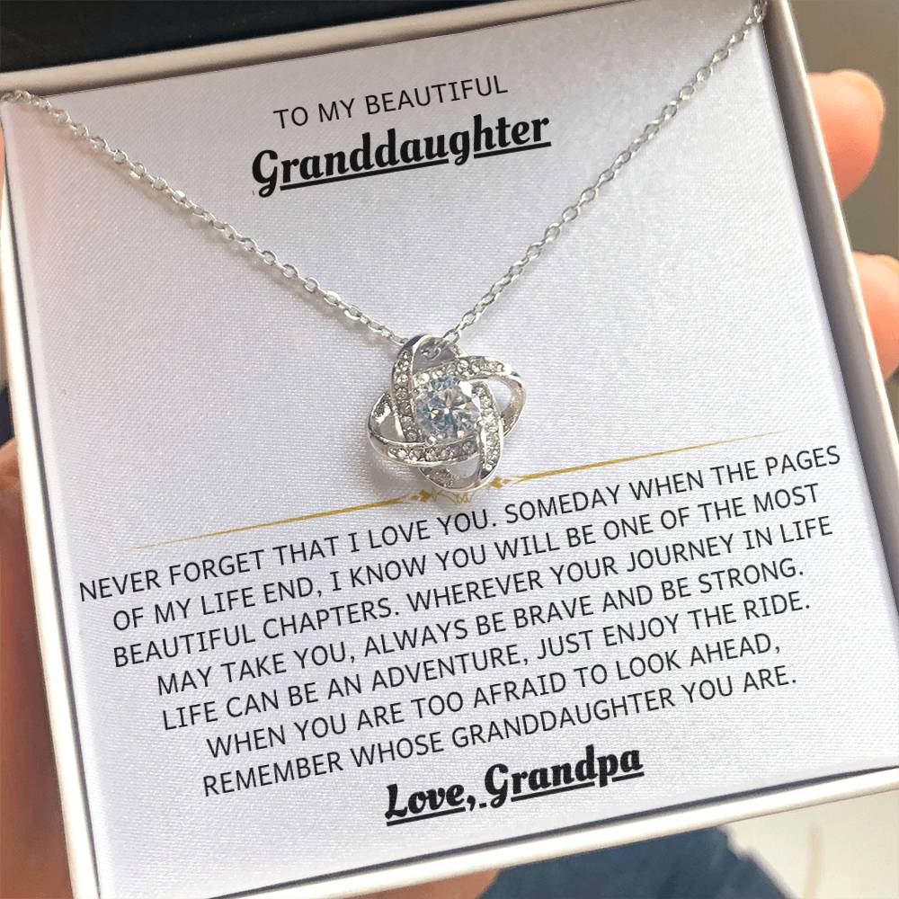 To My Granddaughter Necklace – Granddaughter Christmas Graduation Jewelry Gift – Love Knot Necklace