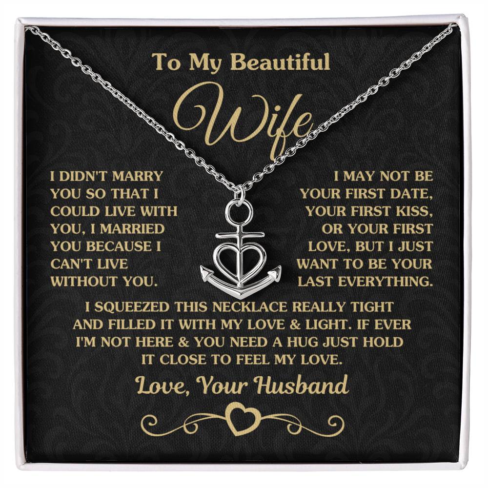 Best Gift for Wife from Husband - Emotional Love Jewelry for Birthday, Valentine’s Day, Anniversary & Christmas - Anchor Pendant Necklace