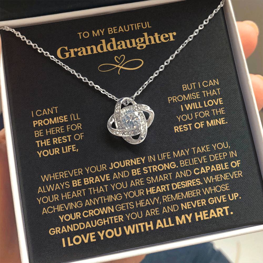 To My Granddaughter Necklace – Granddaughter Graduation & Birthday Present – Love Knot Necklace
