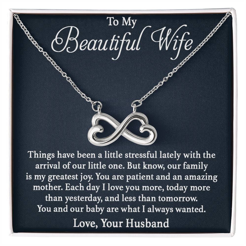 To My Beautiful Wife Necklace - Sweet Emotional Gift for Wife from Husband on Birthday, Anniversary & Valentine’s Day - Endless Love Necklace