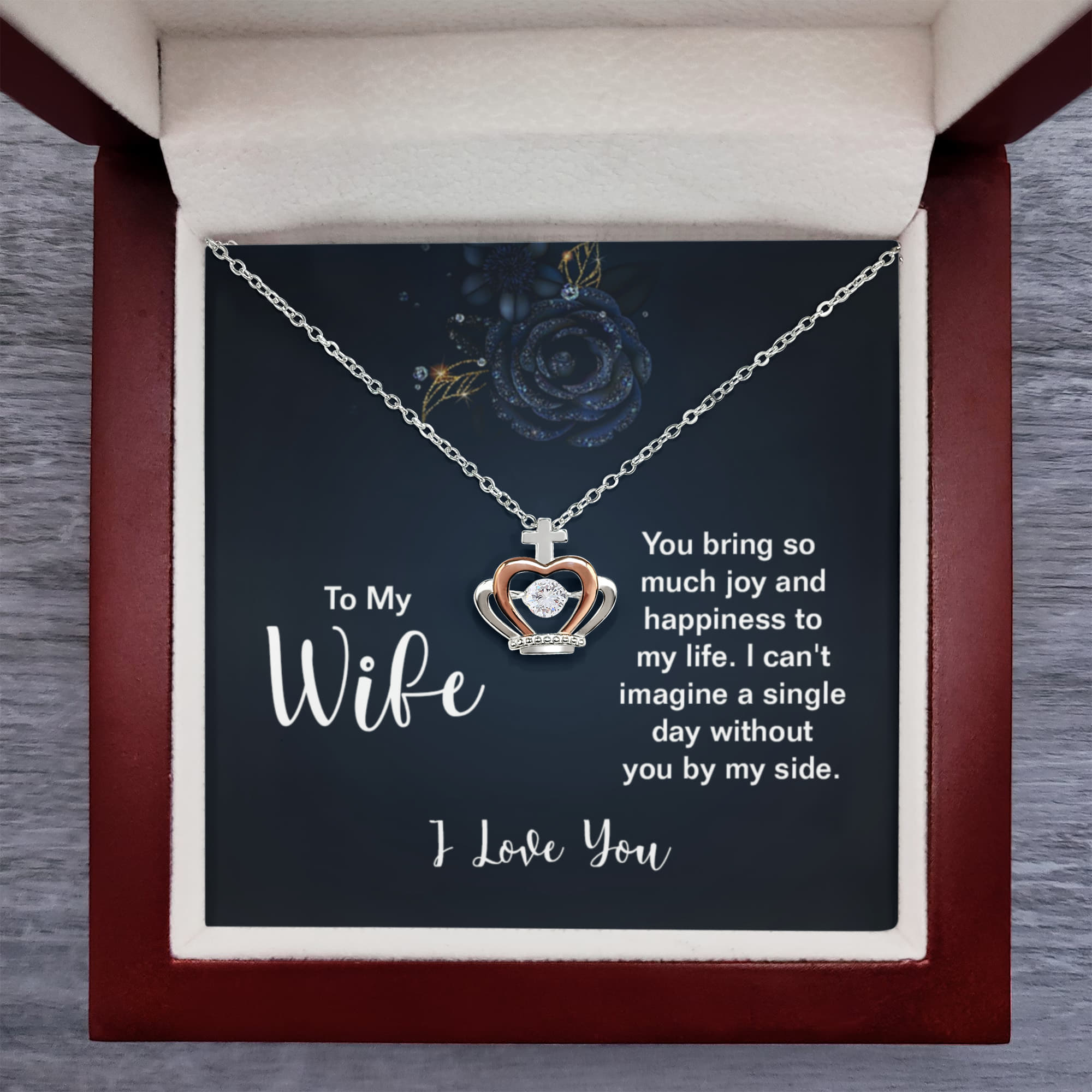 To My Wife Necklace - Birthday Gift from Husband Jewelry - Crown Pendant Necklace