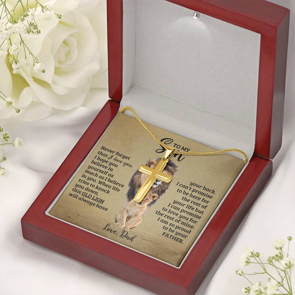 To My Son - Son Present from Dad - I am so proud to be your father - Artisan Cross Necklace