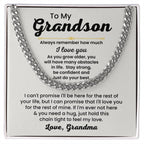To My Grandson Necklace - Always remember how much I love you - Cuban Link Chain Gift for Grandson from Grandma