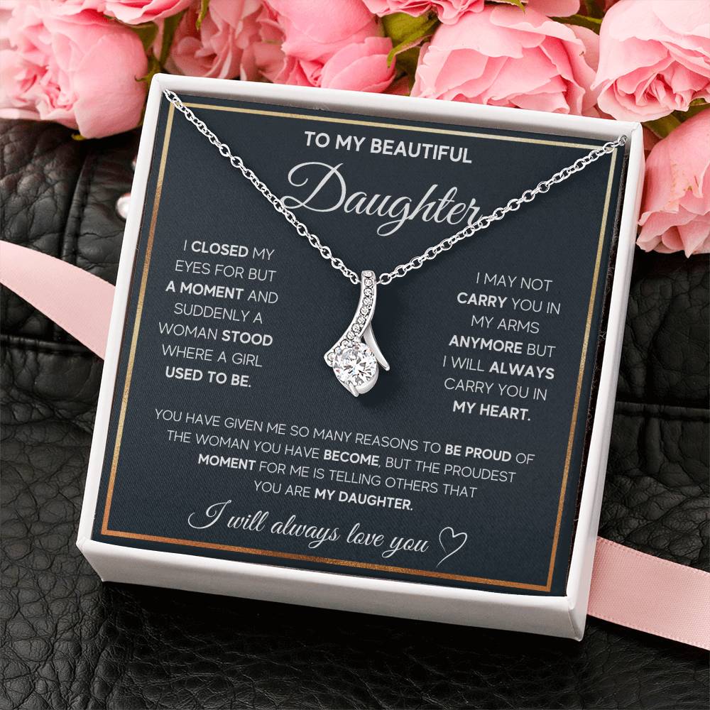 To My Daughter Necklace – Daughter Necklace for Graduation Birthday Occasions from Mum – Alluring Beauty Necklace