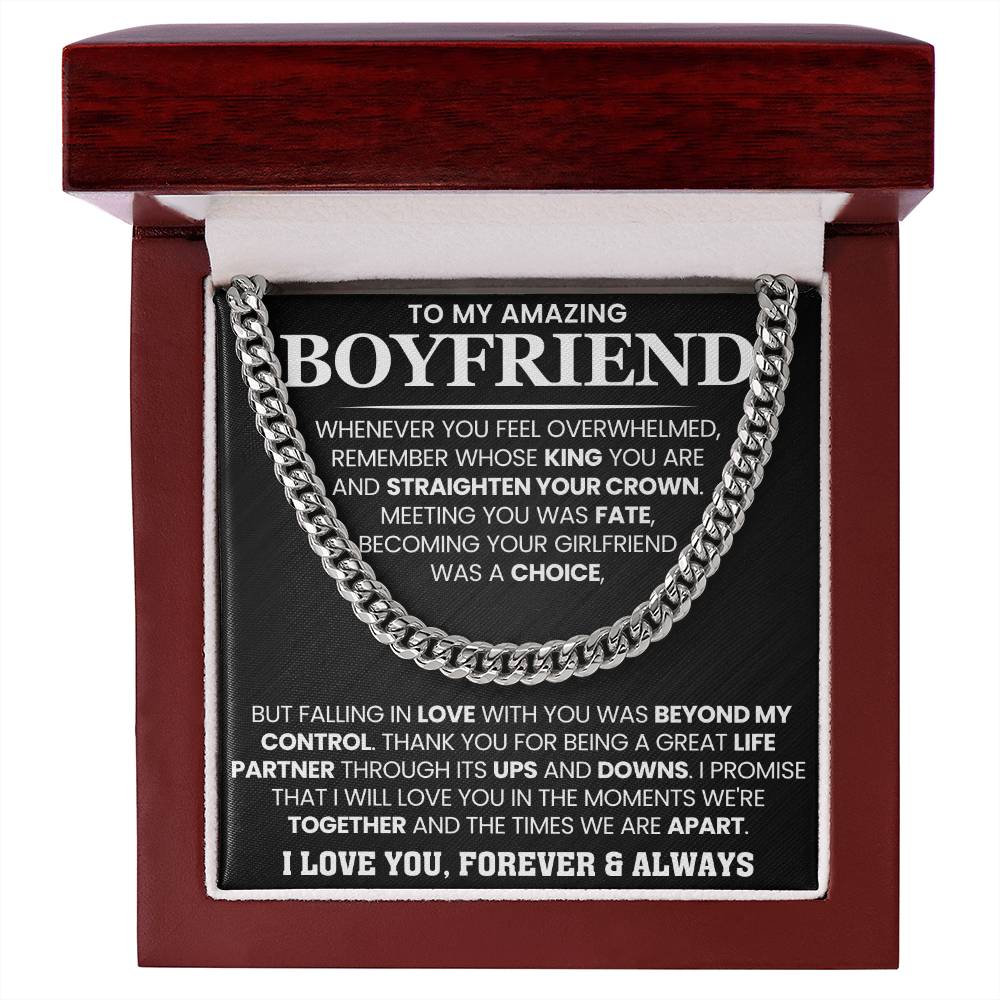 Cuban Link Chain for Boyfriend - Meeting you was fate - Birthday, Anniversary & Christmas Gift for Him