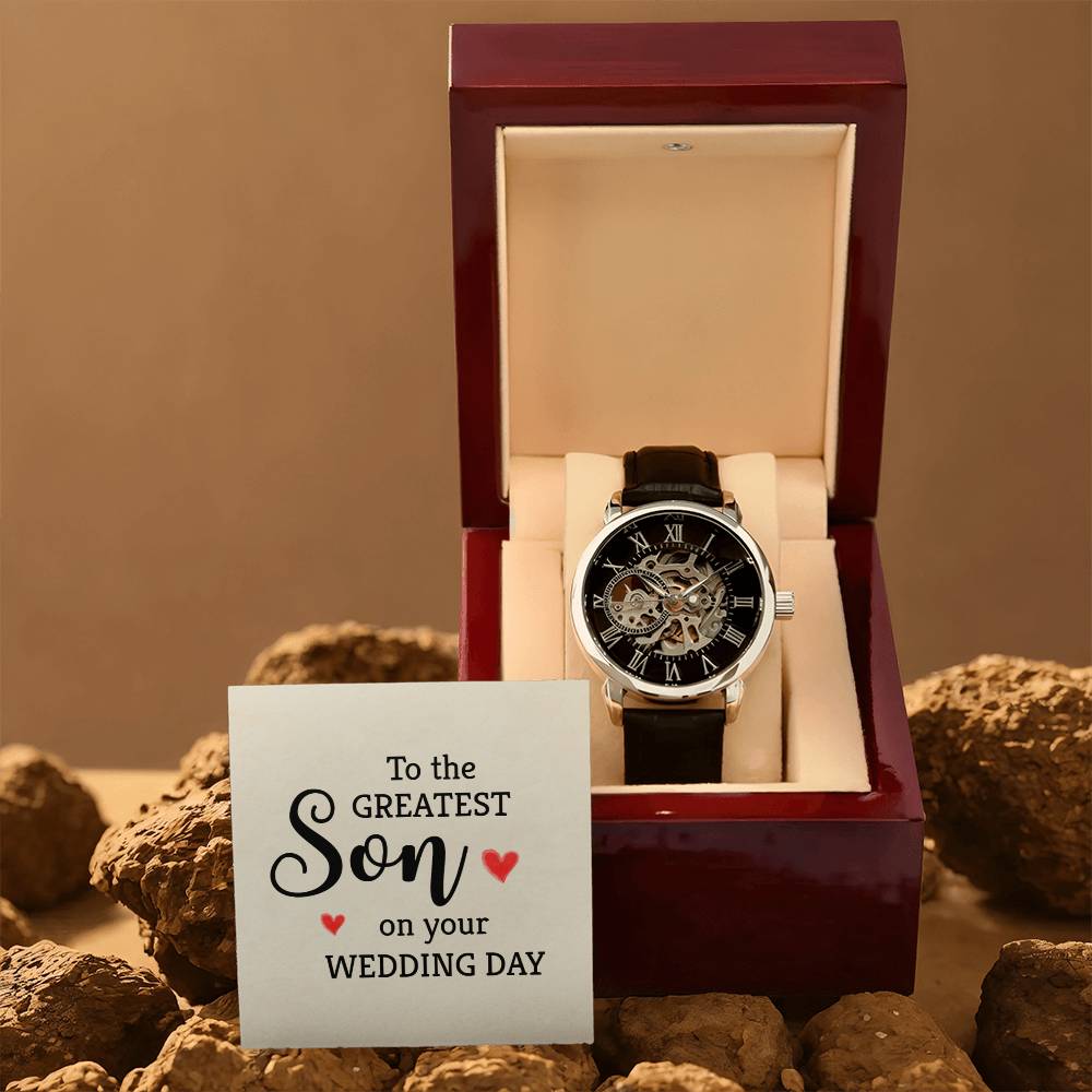 To The Greatest Son - Men's Openwork Watch for Wedding Day Gift