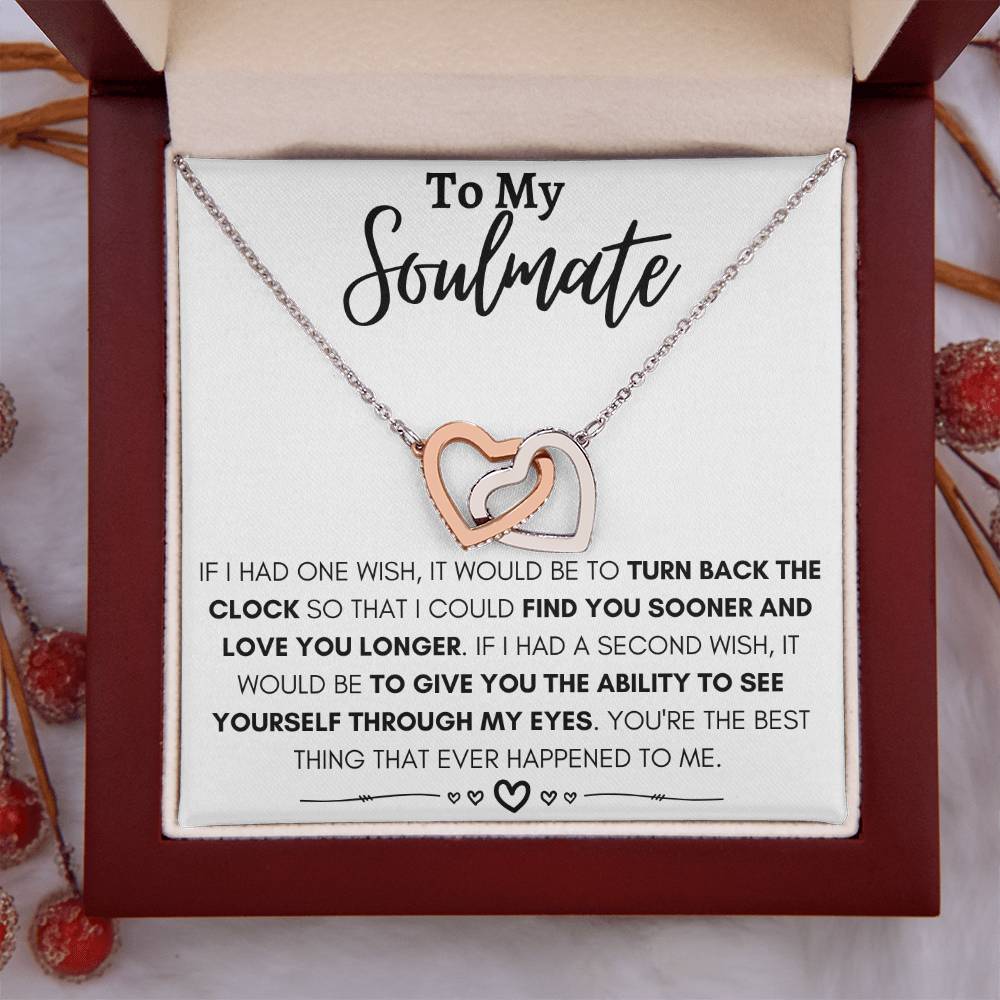To My Soulmate Necklace - Romantic Soulmate Gift for Her for Christmas & Holiday Gifting - Interlocking Hearts Necklace