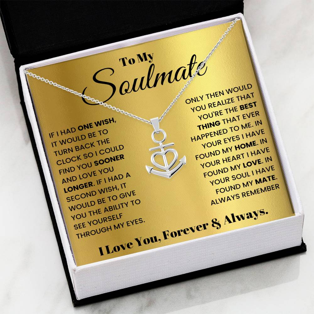 To My Soulmate Necklace - Soulmate Jewelry Gift for Valentine’s Day, Birthday & Romantic Celebrations - Anchor Pendant Necklace