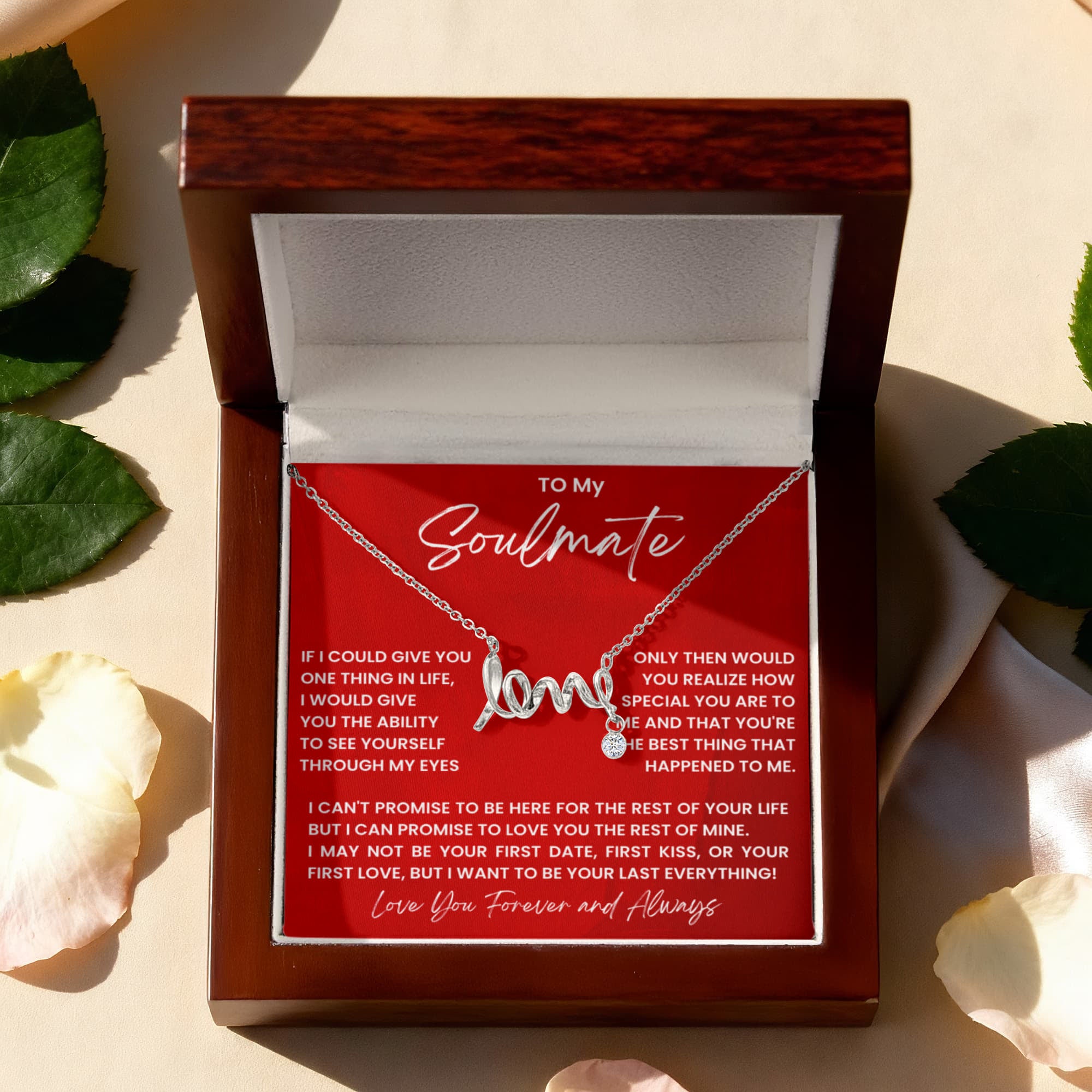 To My Soulmate Necklace - Long Distance Soulmate Gift for Valentine’s Day & Special Days - Scripted Love Necklace