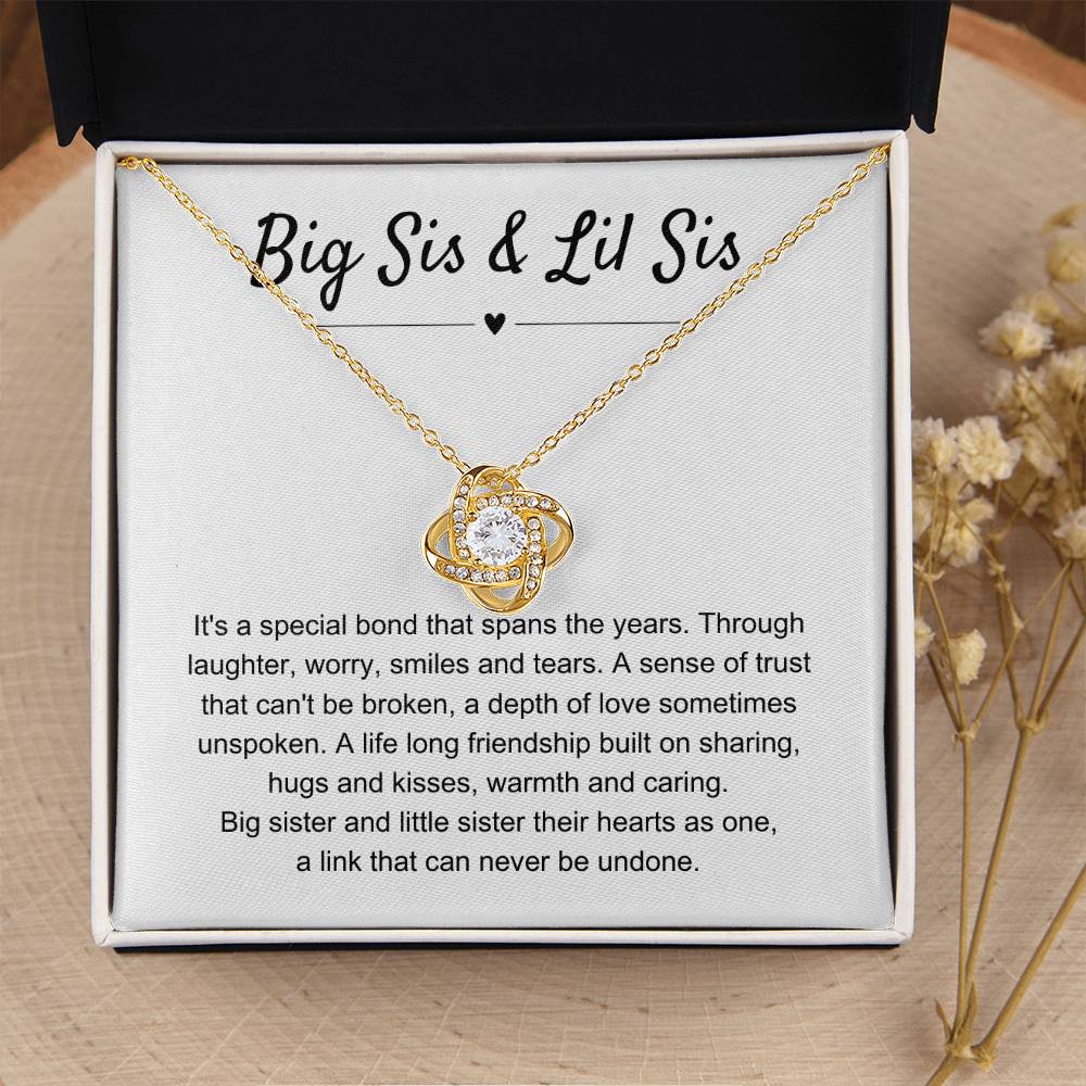 Big Sis & Lil Sis Gift - It's a special bond that spans the years - Gift for Sisters - Love Knot Necklace