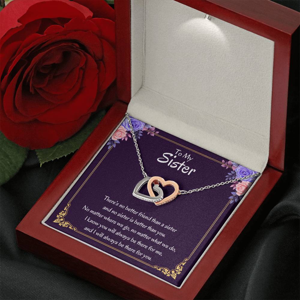 To My Sister Necklace - There's no better friend than a sister - Interlocking Hearts Necklace