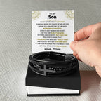 To My Son – Graduation, Holiday Gift from Mother – Men’s Cross Bracelet
