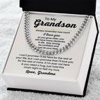 To My Grandson Necklace - Always remember how much I love you - Cuban Link Chain Gift for Grandson from Grandma