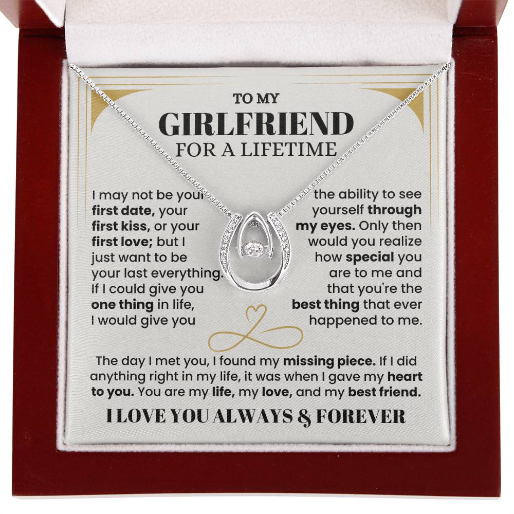 To My Girlfriend Necklace - Soulmate Jewelry Gift for Valentine’s Day, Birthday - Lucky In Love Necklace