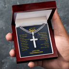 To Our Son - Son Gift from Mom and Dad - Artisan Cross with Cuban Link Chain