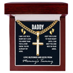 Daddy - I May Just Be A Bump - Artisan Cross with Cuban Link Chain Gift for Dad To Be