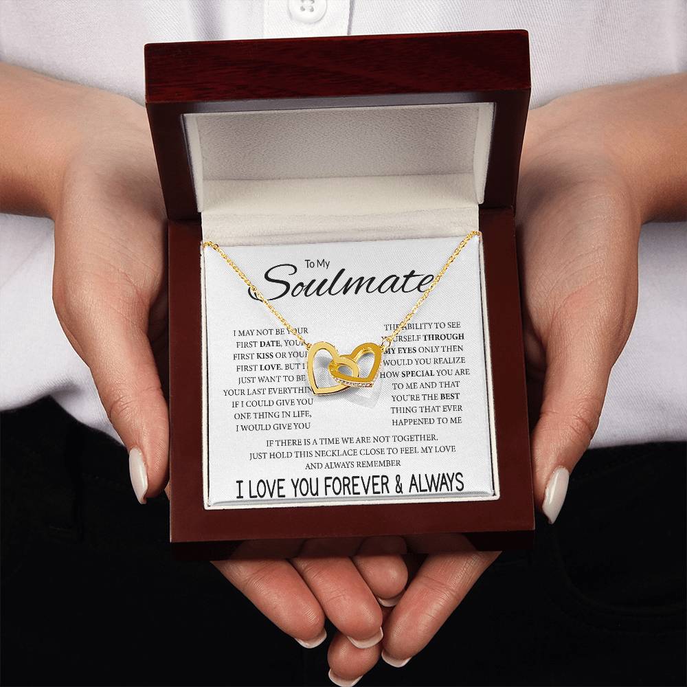 To My Soulmate Necklace - Best Soulmate Gift for Valentine’s Day & Everyday Romance - Interlocking Hearts Necklace