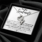 To My Soulmate Necklace - Romantic Jewelry Gift for Her for Christmas & Special Dates - Heart-to-heart Pendant Necklace