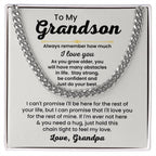 To My Grandson Necklace - Always remember how much I love you - Cuban Link Chain Gift for Grandson from Grandpa