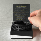 To My Grandson Bracelet - Gift for Grandson - It's all about learning how to dance in the rain - Men's Cross Bracelet