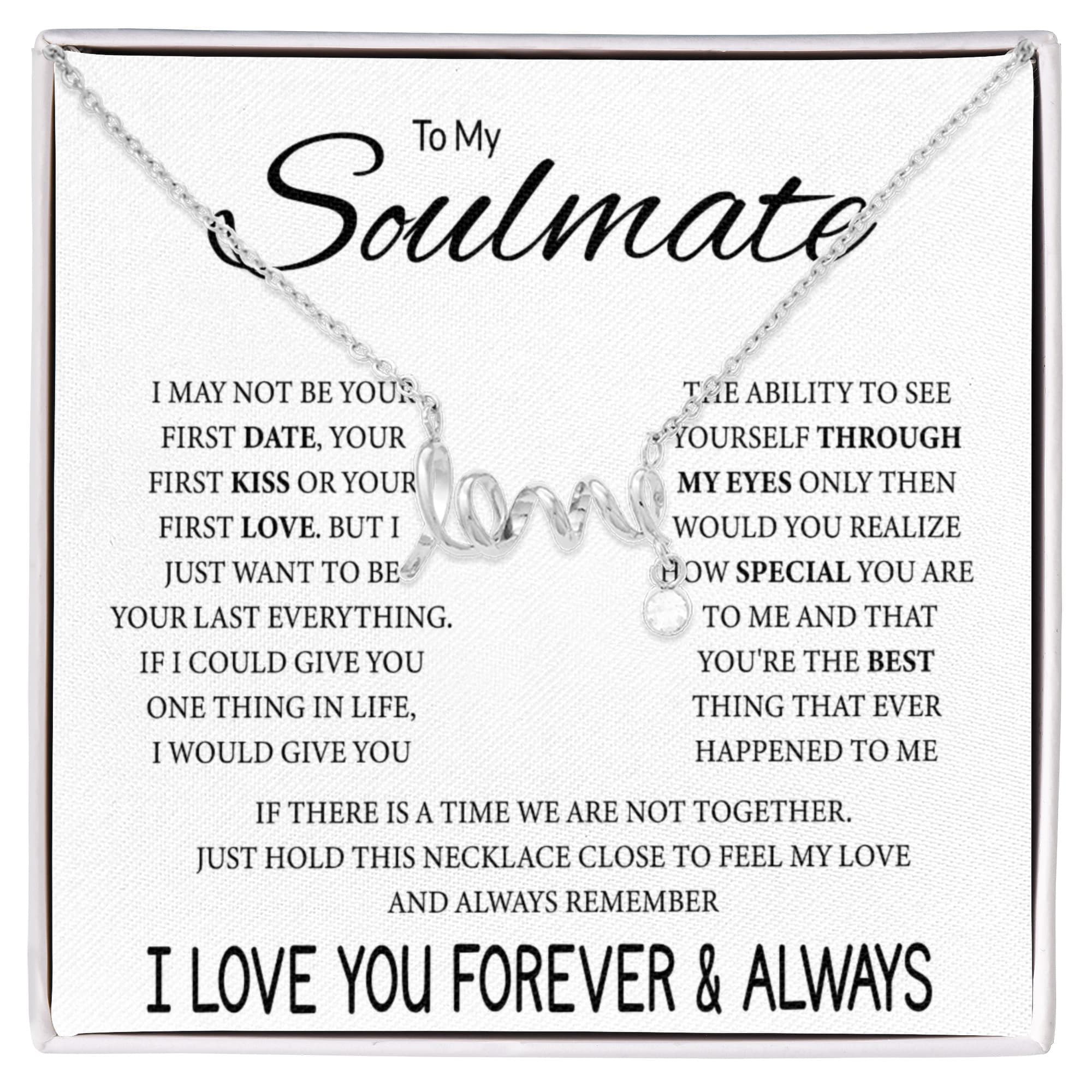 To My Soulmate Necklace - Sweet Soulmate Gift Idea for Valentine’s Day & Birthdays - Scripted Love Necklace